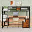 Lit mezzanine simple en métal avec bureau intégré et 2 tiroirs