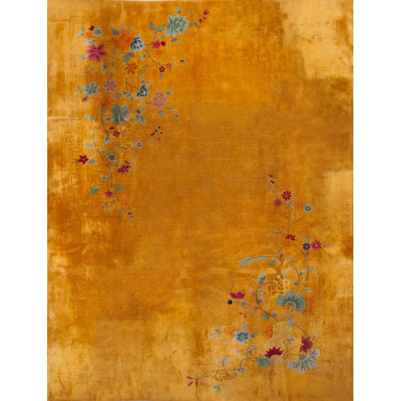 Antique Chinese - Art Deco Yellow 1930s Rug