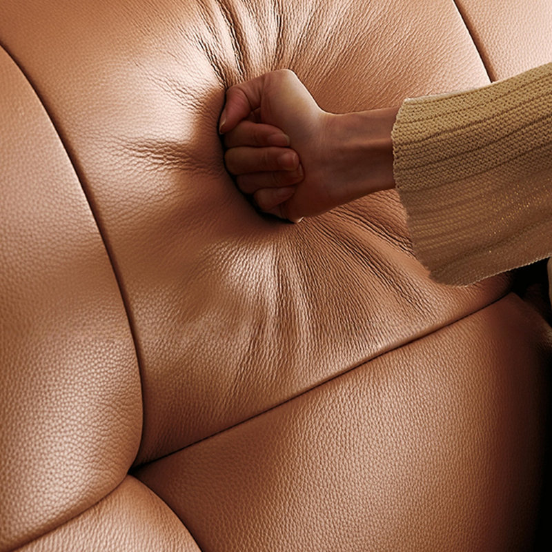 Causeuse-coussin standard en cuir véritable brun, H 34,25 po x l 74,8 po x P 35,04 po