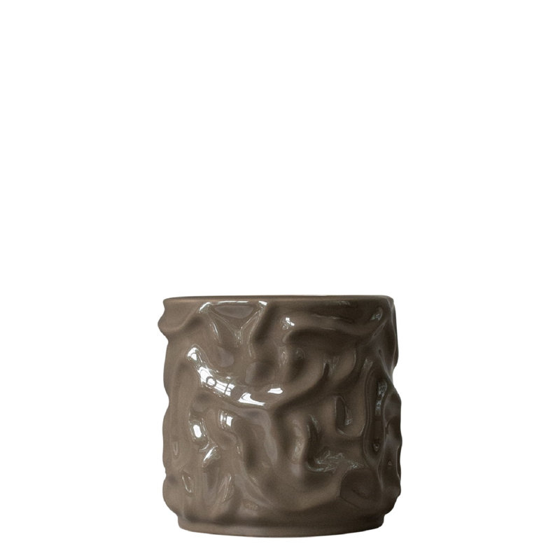Vase de table en céramique Josephine, H 6,3 po x l 4,75 po x P 4,75 po, Grège