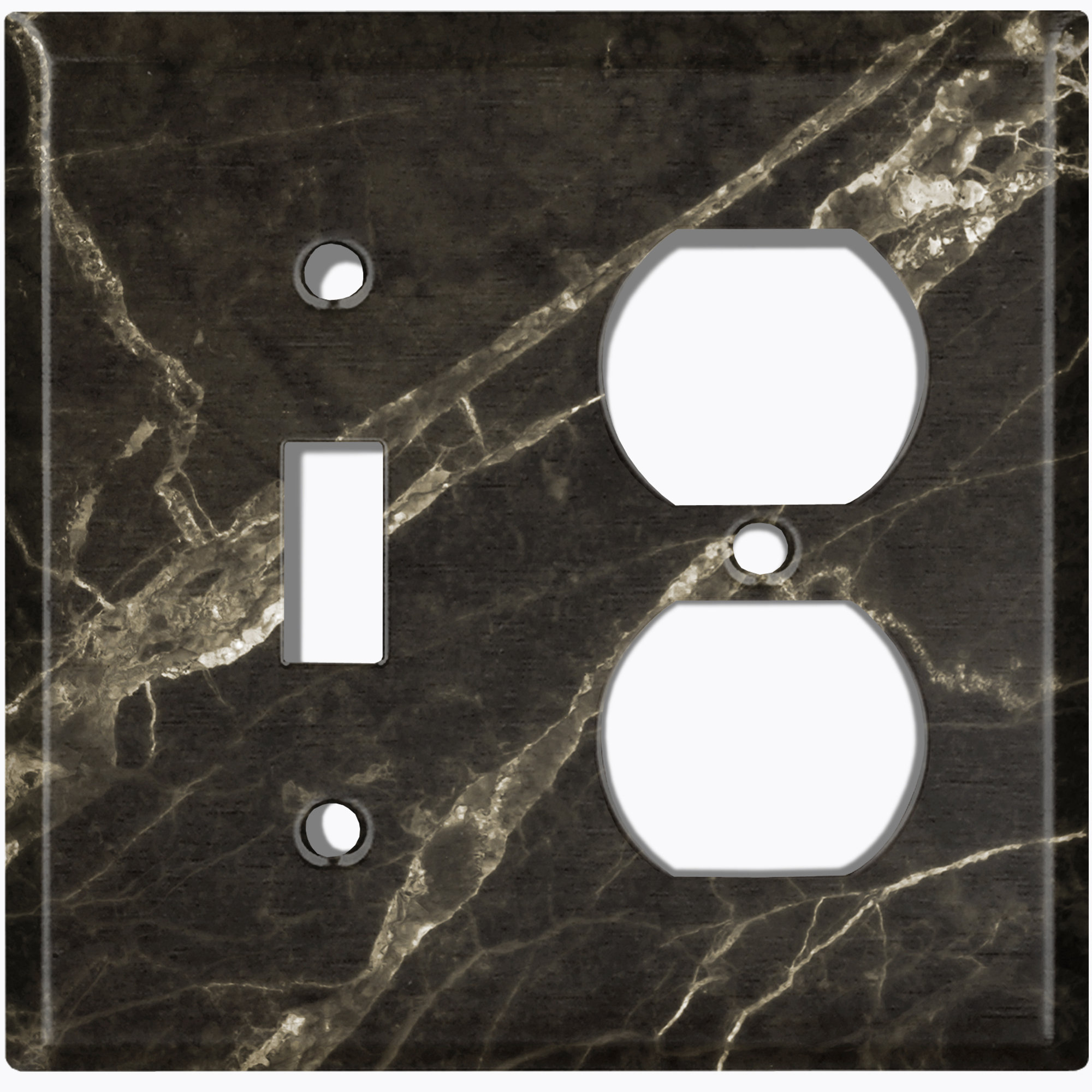 WorldAcc Metal Light Switch Plate Outlet Cover (Marble Black Print 5 ...