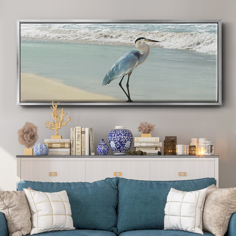 Beach Set Heron - toile encadrée, H 24 po x l 60 po