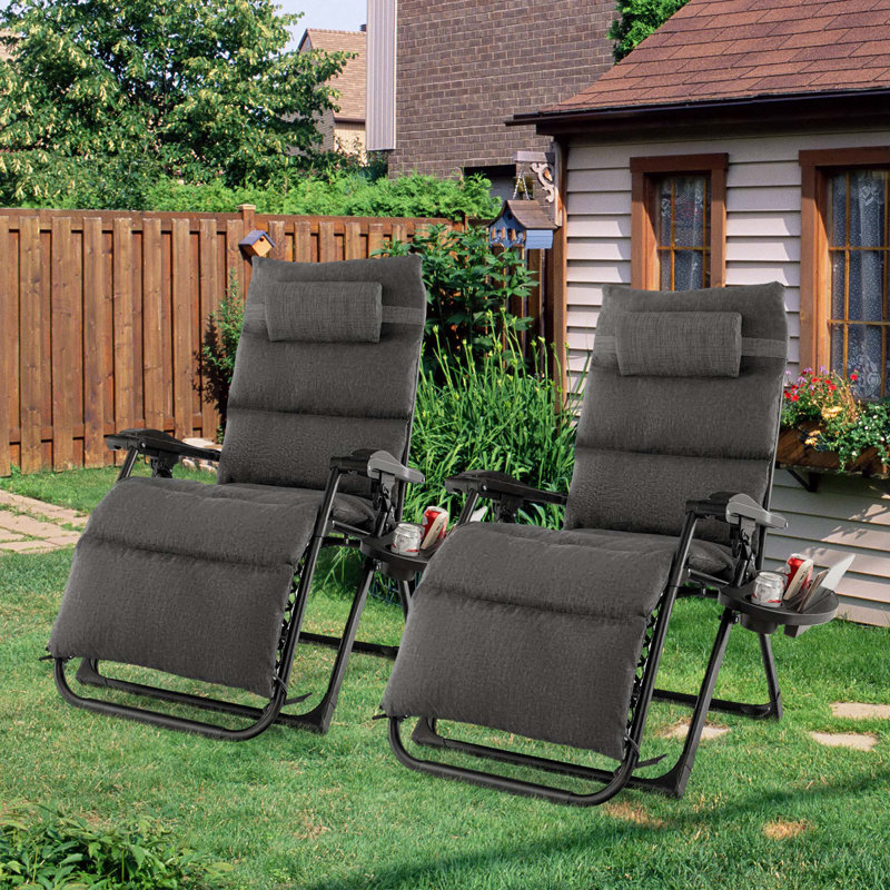 Chaise pliante zéro gravité avec coussin Garriga, gris