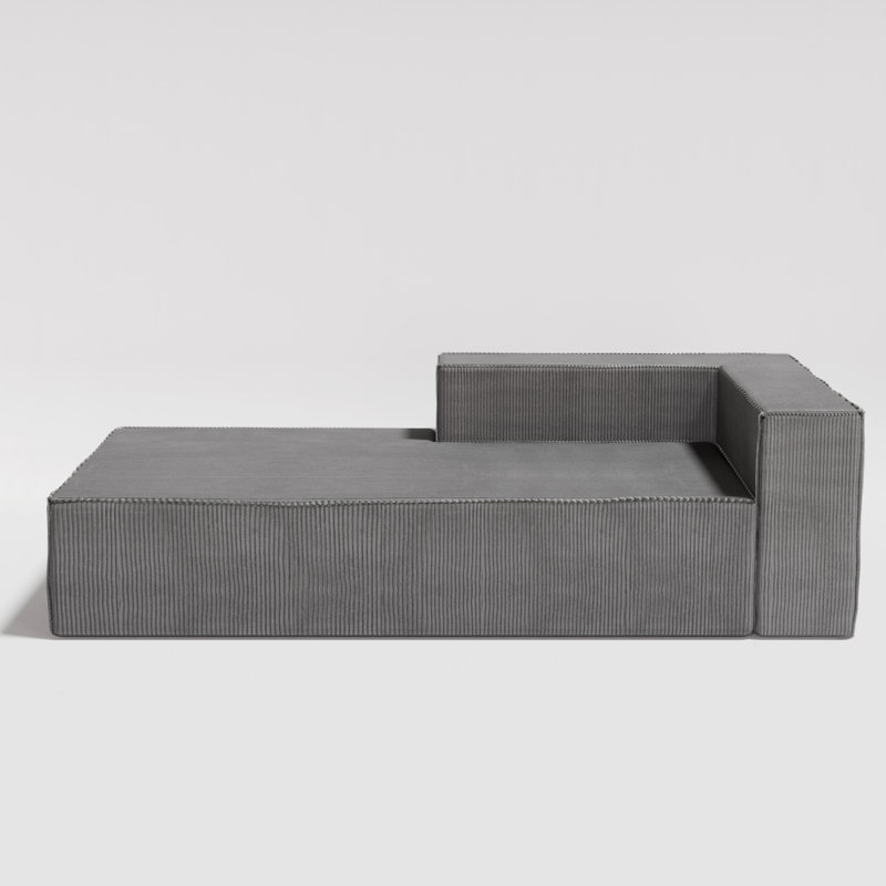 79" Boneless Modular Cloud Couch Sectional Sofa, Gray Corduroy