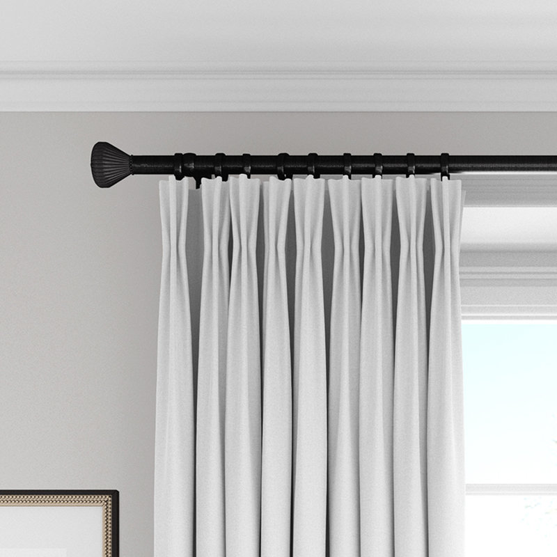 London Linen Solid Room Darkening Pinch Pleat Single Curtain Panel, White, 20" W x 132" L