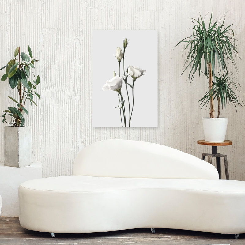 Lisianthus, art floral contemporain blanc, H 36 po x l 24 po
