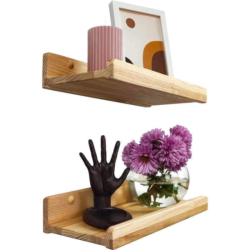 Dabo 2 Piece Floating Shelf, Natural, 13.60cm H x 30.50cm W x 5.60cm D