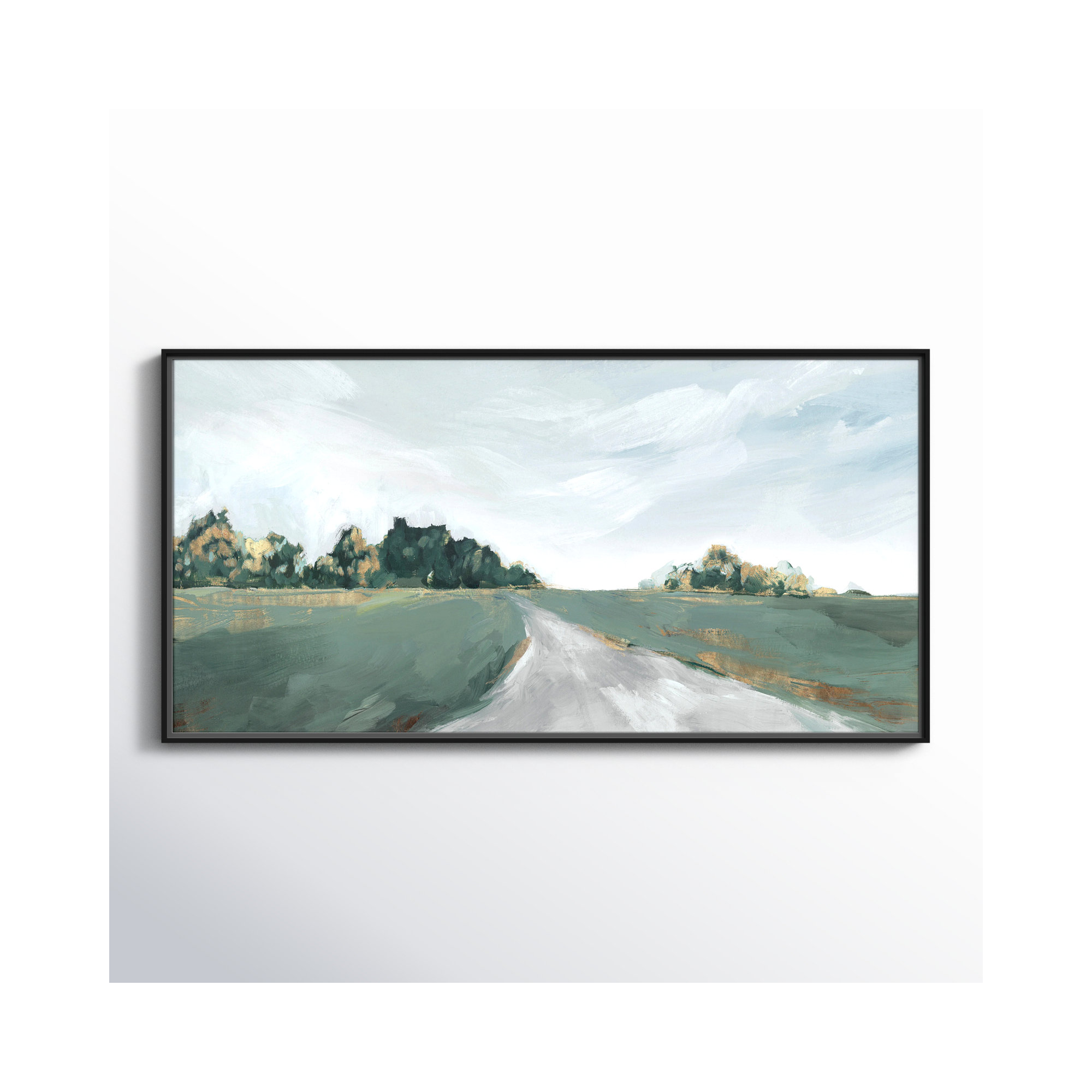 Field of Dreams by Isabelle Z - Painting Print, Picture Framed Canvas, 25.5" H x 49.5" W, Black