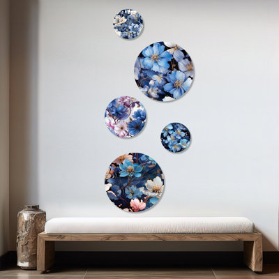 Artrip - Floral Floral Round Wall Art Set Of 5