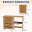 Table pliable de couture et d'artisanat avec station de charge, bureau peu encombrant avec roues verrouillables, plateaux de rangement et chevilles, armoire portative pour petits espaces, brun-130725524