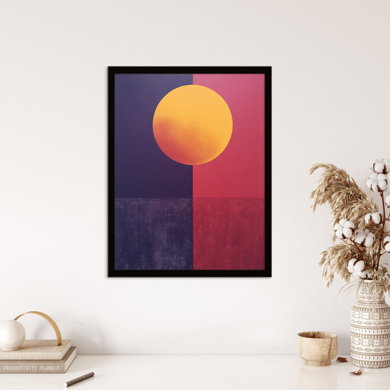 Sunset On Plum Abstract Geometric Sky Purple Orange - Single Picture Frame Print