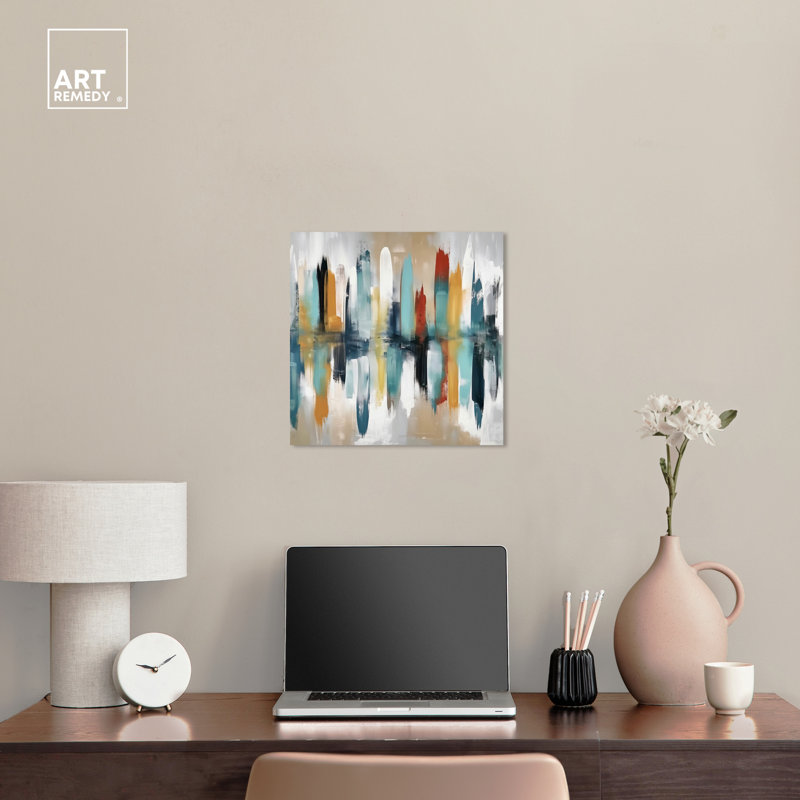 Soft Reflections 16" x 16" Colorful Abstract Canvas Wall Art