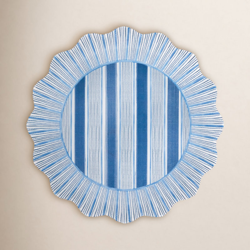 Cabana Stripe Melamine Dinner Plates, Ocean