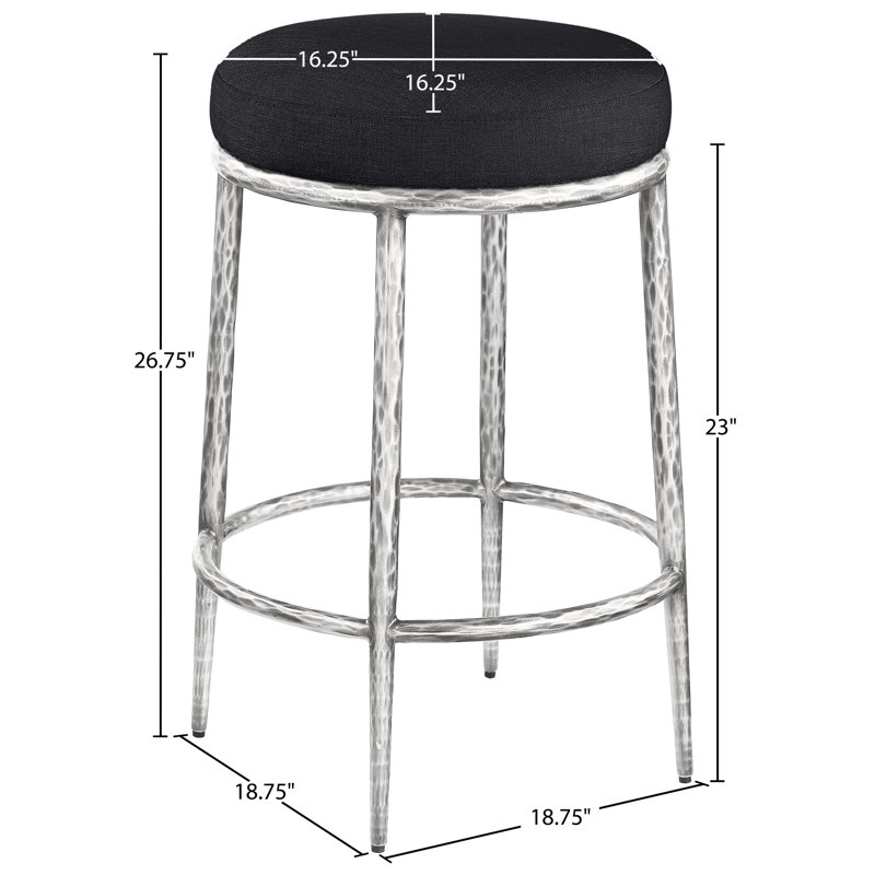 Tabouret de comptoir Ferro Hessle, Noir, Argent argent