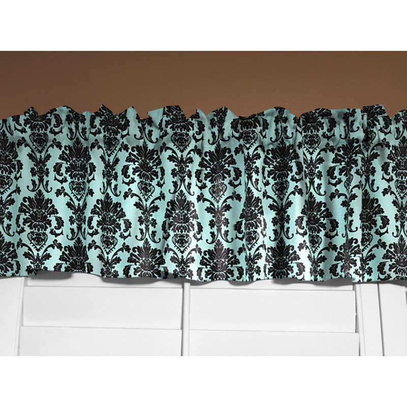 Cantonnière florale en damas 58 po, Turquoise, L 58 po x L 18 po