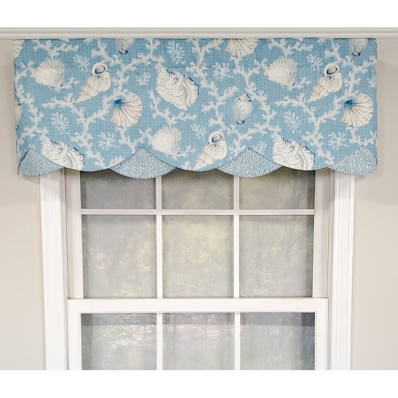 Cantonnière festonnée l 50 po Windamar, Bleu méditerranéen
