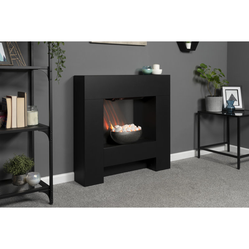 Cubist Adam 90.5cm W Black Electric Fireplace with 6824 BTU