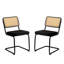 Chaises de salle à manger rembourrées en tissu et en rotin Tristen-124083197-124083195