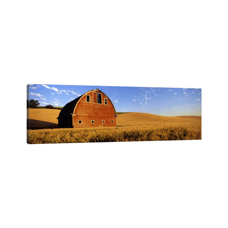 Old Barn In A Wheat Field, Palouse, Whitman County, Washington State, USA #4 - Wrapped Canvas Panoramic Print