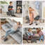Petit repose-pieds repose-pieds, structure en bois de lin pour le salon, gris anthracite | Bois | Noir-1732855860