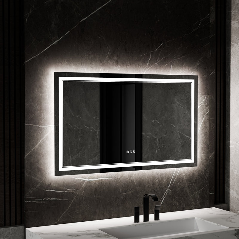 Miroir de salle de bain à DEL avec température de couleur 3, gradation, antibuée, fonction mémoire, 36 po x 60 po