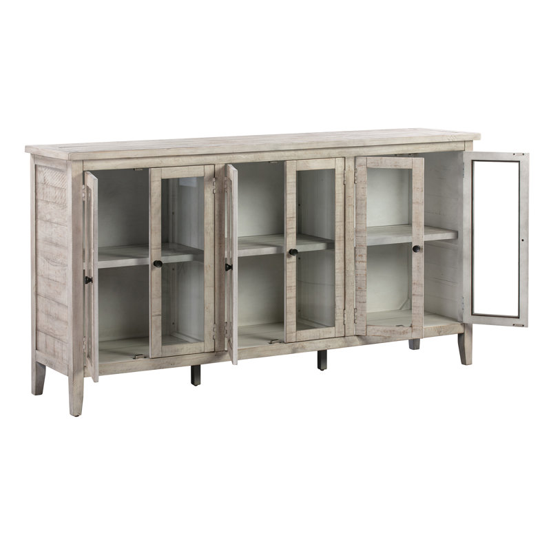 Farmhouse Beige Solid Wood 79'' Wide Sideboard