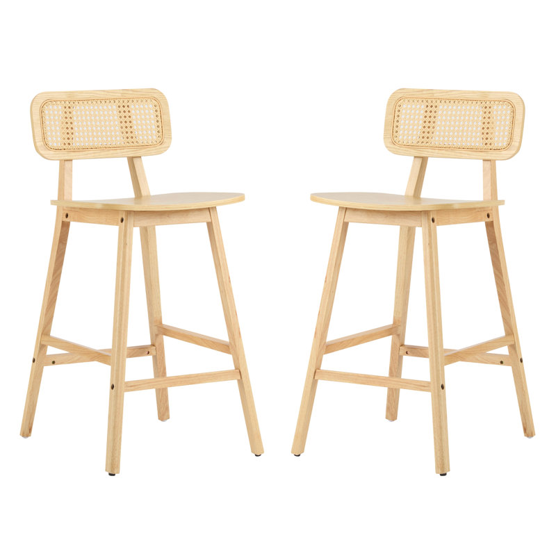 Ensemble de 2 chaises tabouret d'intérieur en bois, Naturel