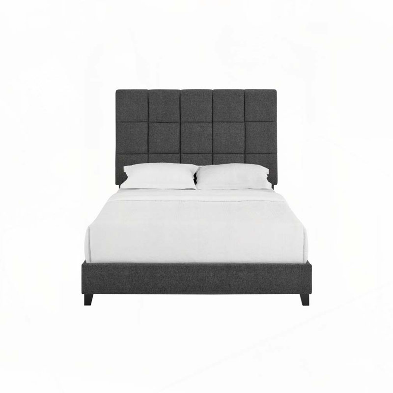 Boucle Upholstered Platform Bed, Queen, Gray