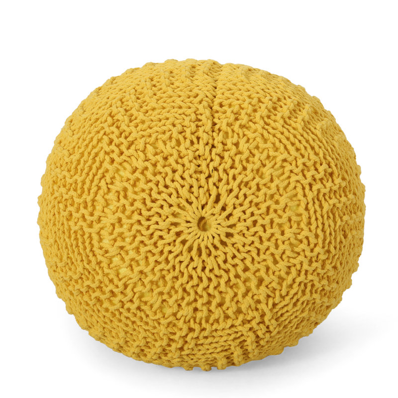 Repose-pieds en coton tricoté jaune - et réconfortant, capacité de poids de 200 lb, élément décoratif décoratif, nettoyage des taches recommandé, bourre de perles, profondeur de 20 po, largeur, détente de 14 po,