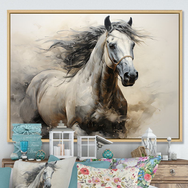 Hooves in Harmony Horse I - cheval, art mural, H 24 po x l 32 po x P 1 po, Cadre naturel flottant
