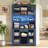 70.9" Navy Blue Rustic Kitchen With Power Outlets, Wine Bottle Storage, And Led Strip For Living Space Cabinet Dining Room-409773970