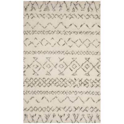 Tapis gris / beige en laine et coton touffeté à la main Aderhold