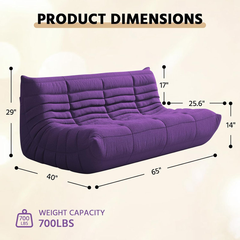65'' W Bean Bag Chair, Lazy Floor Sofa Couch, Large Bean Bag Chair For Adults, Bean Bag Chairs For Teens With High-Resilience Foam, Non-Slip Base Floor Lounge Sofa, Living Room