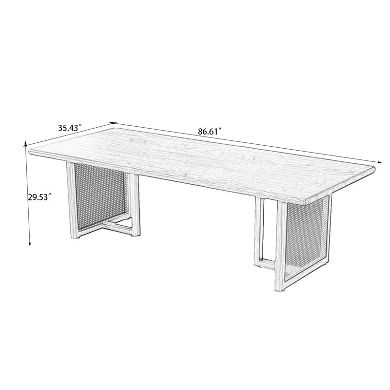 Brown Rectangular Solid Wood Dining Table, 29.53"H x 86.61"L x 35.43"W