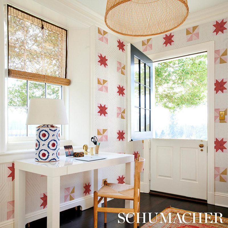 Schumacher x Backdrop Alexander Wallpaper, Red/Earthy Pink