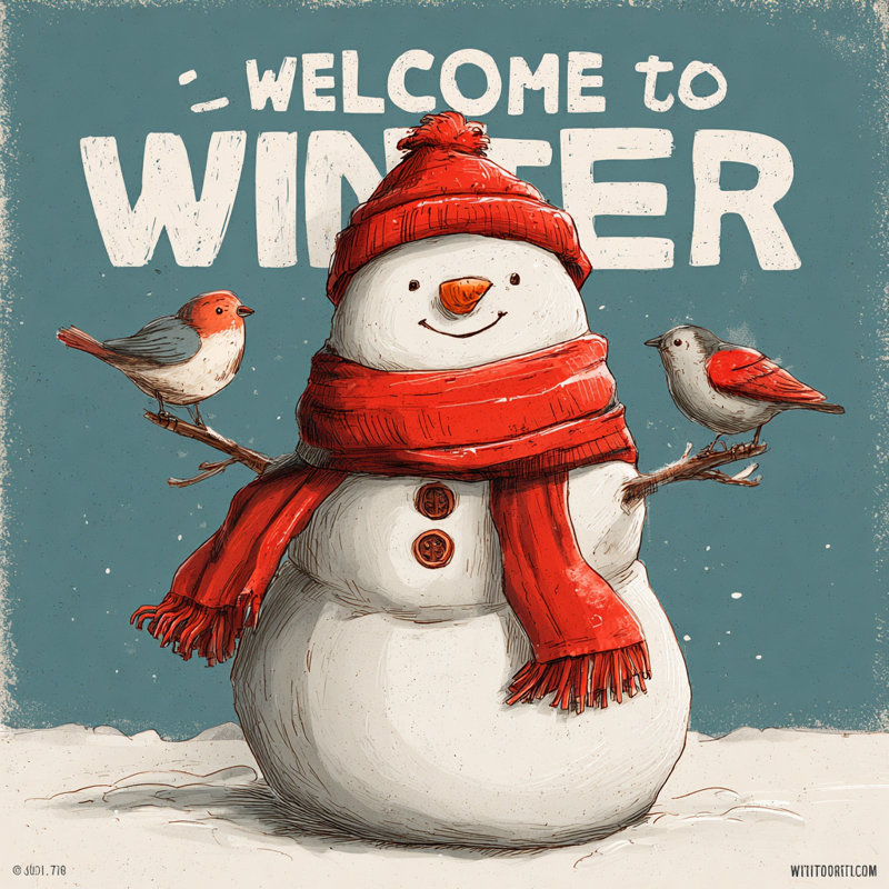 «Welcome Winter Snowman», toile, H 12 po x l 12 po