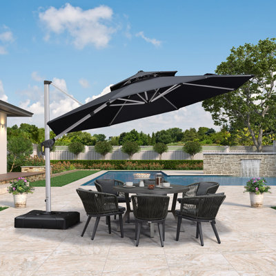 Felipe 365 cm W X 365 cm D Round Tilt Cantilever Parasol with Crank Lift