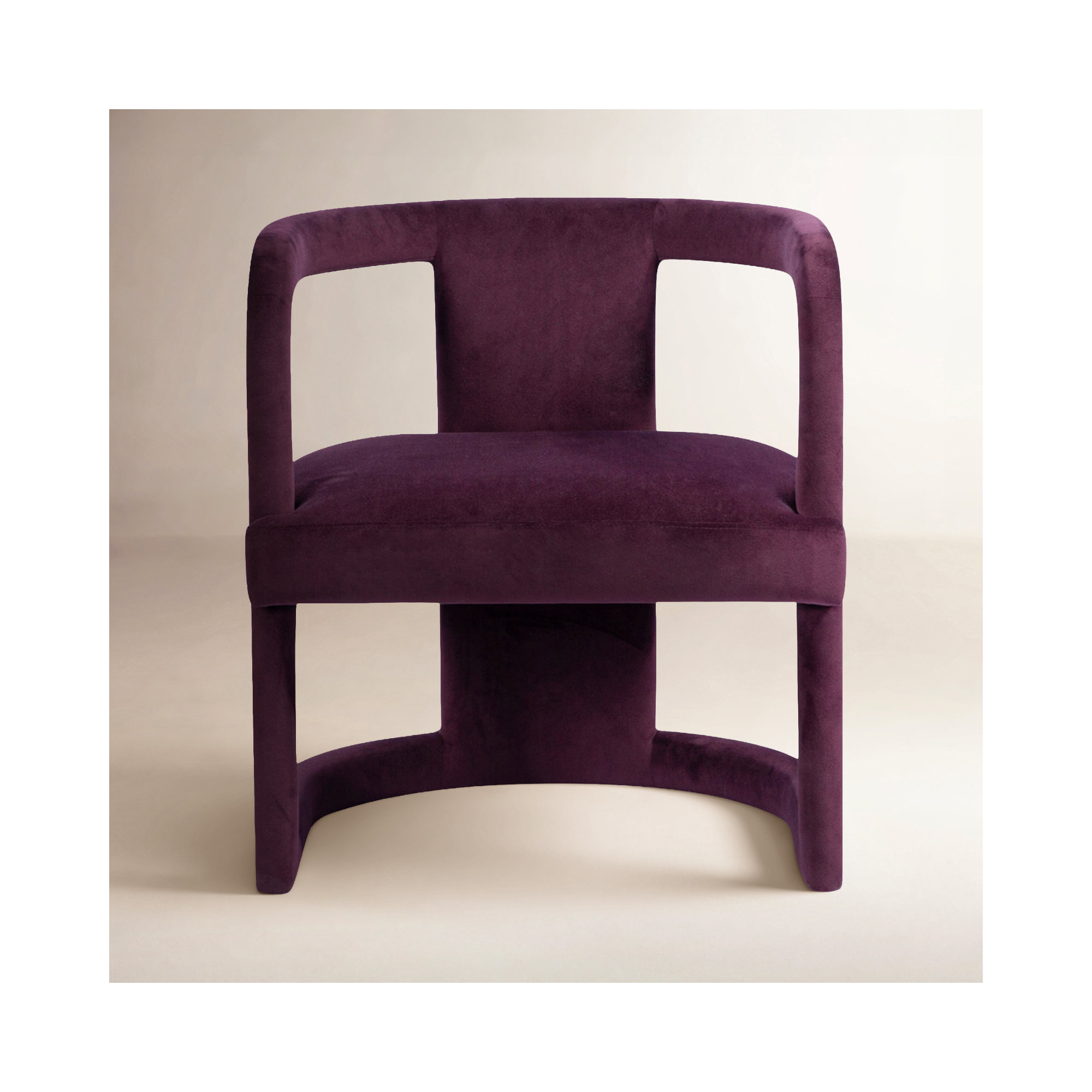 Nolita Upholstered Barrel Chair, Stax Plum Performance Velvet