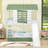 Twin Over Twin Wooden House-Shaped Bunk Bed With Slide, Twin Trundle And Guardrails