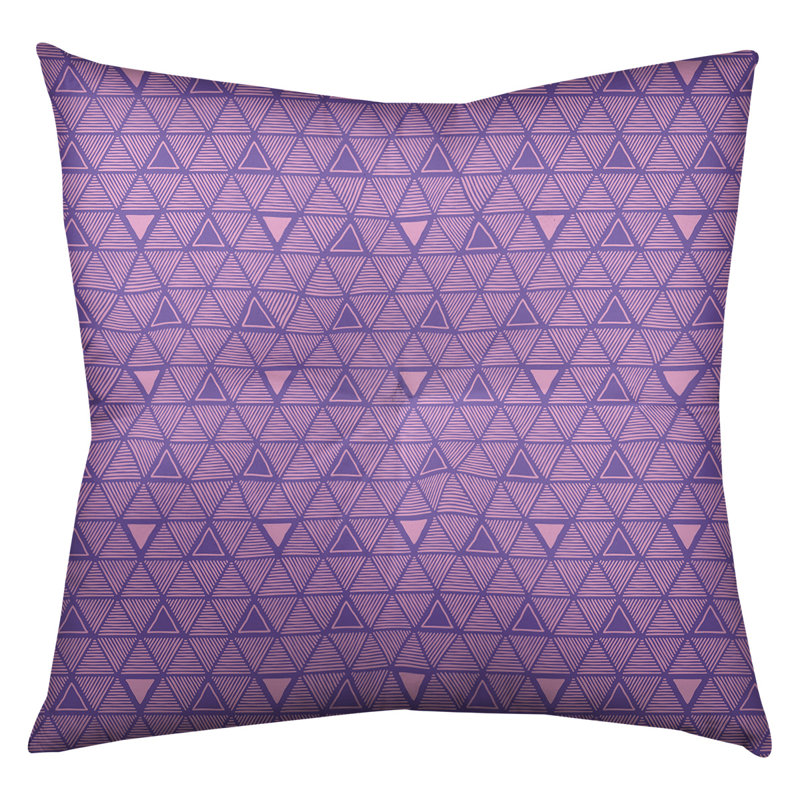 Coussin de sol classique à motif de triangles dessinés à la main, 26 po x 26 po, Mauve/rose