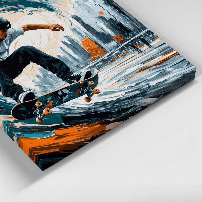 Sports, planche à roulettes, art mural bleu, H 16 po x l 16 po