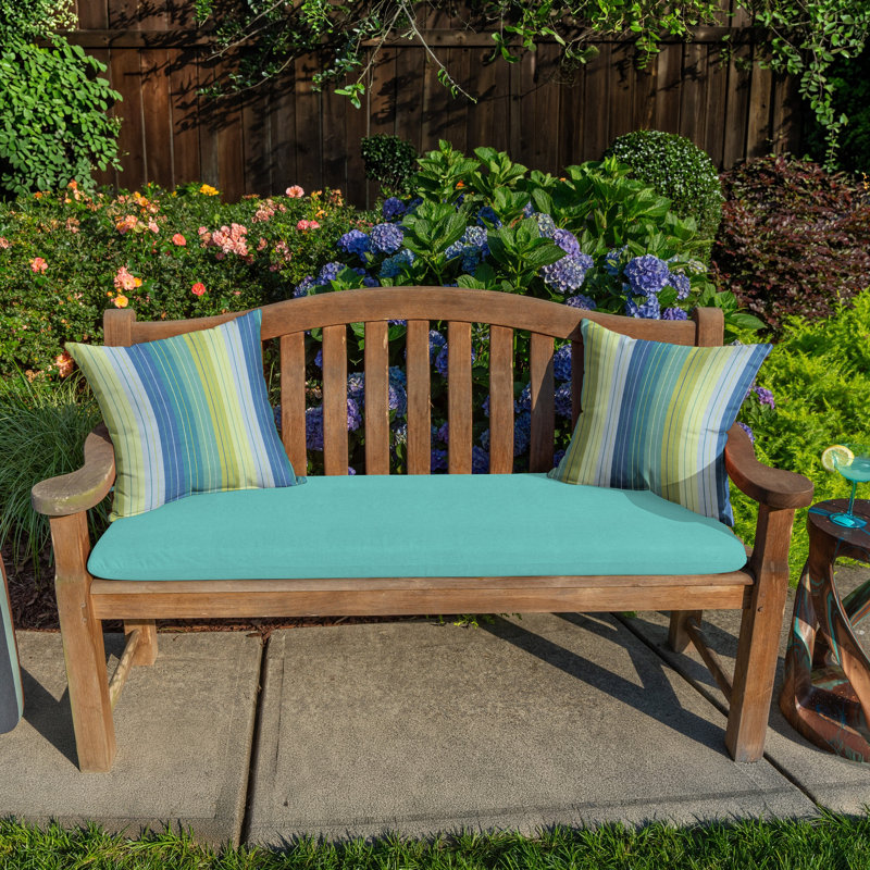Casual Cushion Outdoor Bench Cushion, Sunbrella Fade & Water Resistant for Porch Swings, Garden Benches & Settees, 48"W x 18"D, 2.5" thick, Reversible, Canvas Aruba