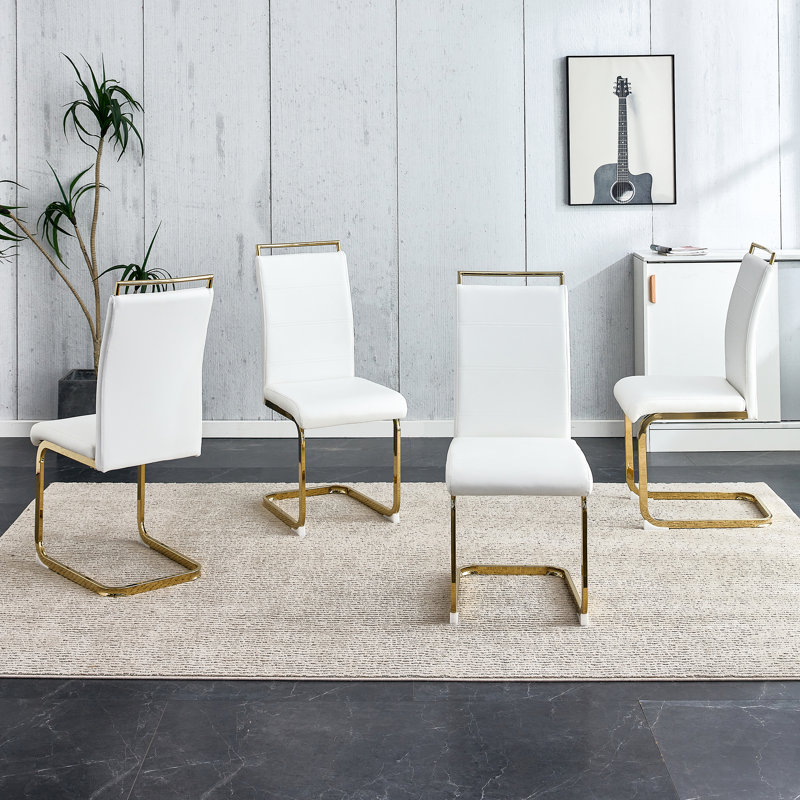 Modern Dining Chairs Set Of 2, 4, White, Gold