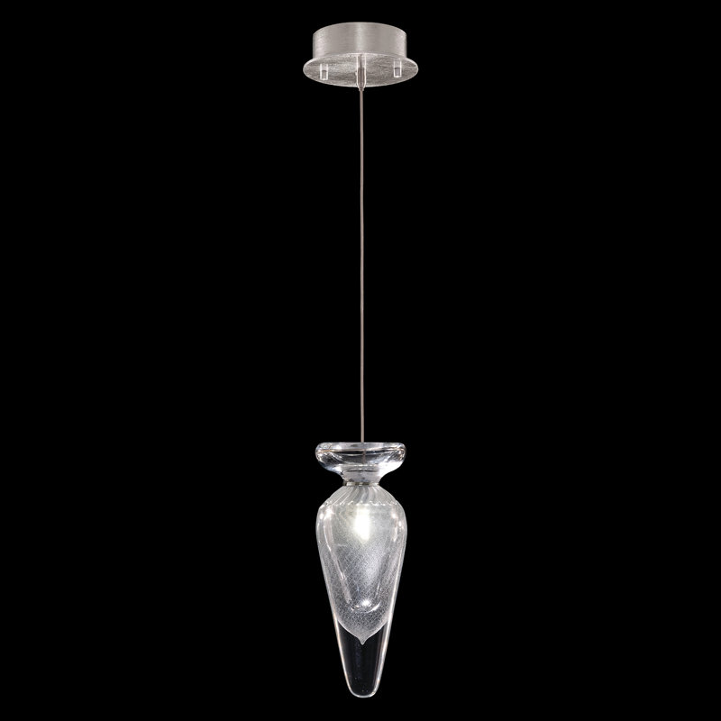 Luminaire suspendu rond de 5,5 po Essence, Transparent, Argent