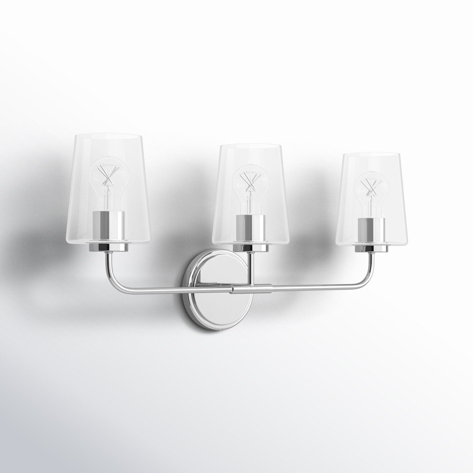 Verbena 3 Light Transparent Dimmable Vanity Light, Chrome