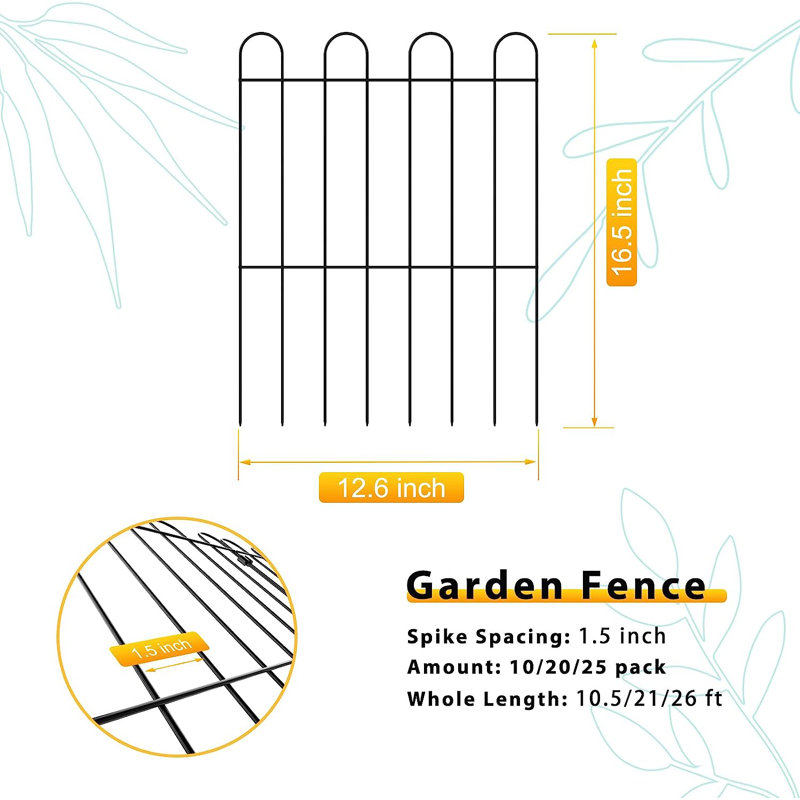 Clôture de jardin décorative en métal H 2 pi x l 2 pi
