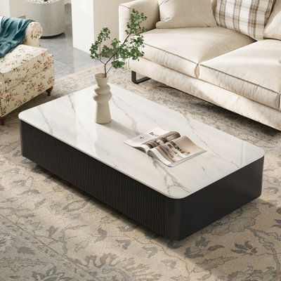 Beige Faux Marble Coffee Table