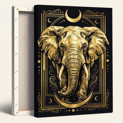 Golden Elephant Canvas Wall Art Set Of 1