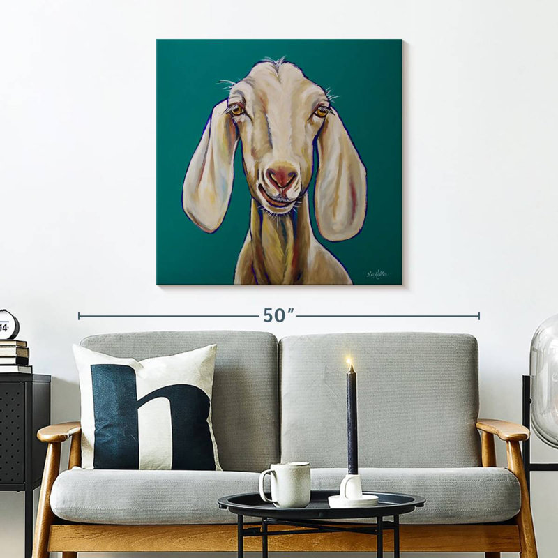 Crowle Goat On Teal, 30" H x 30" W