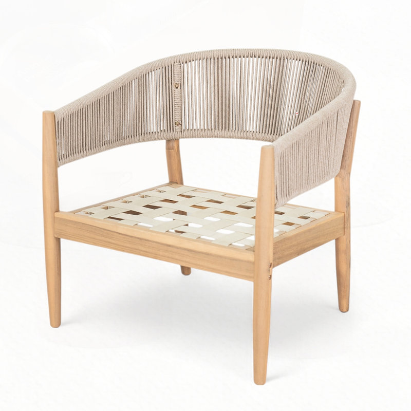 Fauteuil club d'extérieur en bois d'acacia, Marron clair